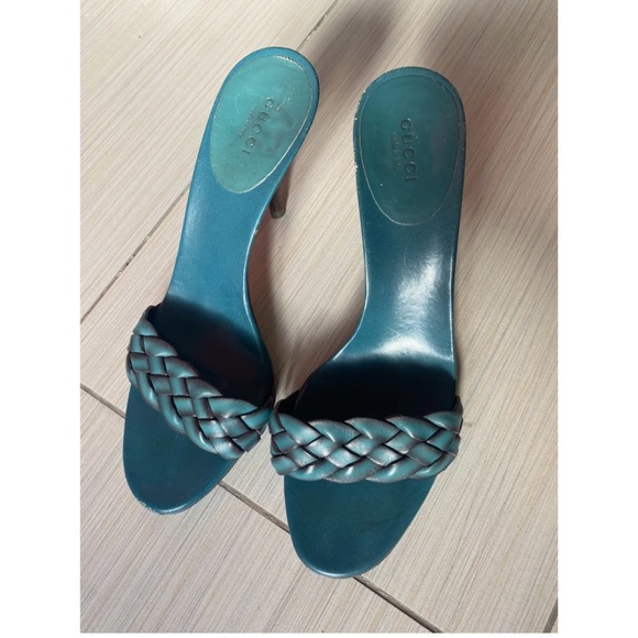 Gucci Shoes - Gucci Women's Teal Braided Heels